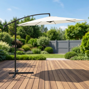 Sombrilla de Jardín de Diseño Moderno Color Crudo, Base de Acero, Poliéster, 3 m Cuadrados, 300 cm de Diámetro x 245 cm de Altura, Uso Exterior en Hoteles - Product Image 2