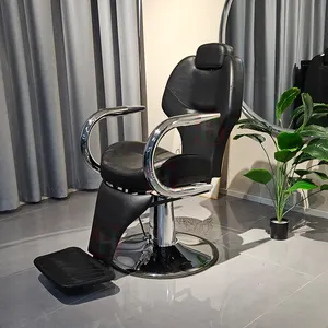 China Foshan Modern Recliner Salon Chair Acessórios Móveis Preto Cabeleireiro Styling Chair Barber Salon