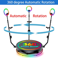 Machine à lumière d'appoint pour photomaton 360°, caméra, iPad, selfie, vidéo, rotation automatique pour fête, anneau lumineux, rotation à 360° avec support