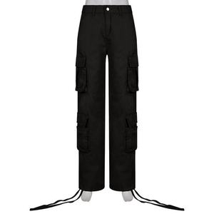 Nouveau pantalon cargo décontracté pour femme, taille basse, style streetwear hip-hop, en toile respirante, vintage, multi-poches, avec coutures - Product Image 4