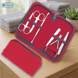 <b>Nail</b> Kit 6 Pieces Stainless Steel Manicure Set with Red <b>Case</b> Portable Classic Style for Adult Wholesale Price - Product Image 2