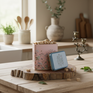 Kontensan ER2051G 80x120x120 mm Pastel Pink <b>Floral</b> Design Rectangular Metal <b>Storage</b> <b>Box</b> with Slip Lid 1L Capacity - Product Image 3