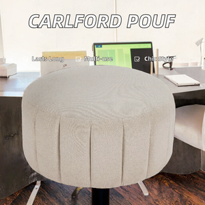 CARLFORD Durable Simple Brown Fabric Accent <b>Pouf</b> Footless Bench Versatile Living Room Bedroom Stool Pumpkin Hotel School - Product Image 2