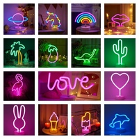 Lampe de table LED néon en forme de licorne, arc-en-ciel, cactus pour la décoration de chambre et de fête