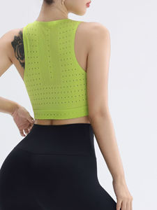 Haut court en maille respirante coupe-vent avec logo personnalisé pour marathon, soutien-gorge de sport extensible sans couture, débardeur court à séchage rapide pour femme - Product Image 4