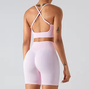 Hete Sexy Vrouwen Kruis Verstelbare Open Rug Sportbeha Dames Naadloze Workout Activewear Gewatteerde Bh Tops