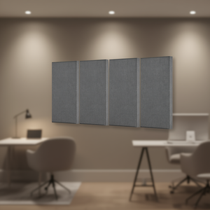 Panneaux muraux acoustiques gris auto-adhésifs, 4 pièces, 23.6x11.8 pouces, 2 pouces d'épaisseur, en fibre de polyester, design minimaliste pour bureau et maison - Product Image 2