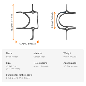 TOSEEK UD Portaborraccia Nero Opaco per Bici da Strada, Interasse Fori 6.3cm / 2.48 Pollici, Compatibile con Portaborraccia OEM - Product Image 3