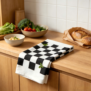 Serviette de cuisine en coton tissé plat de haute qualité, personnalisable, réutilisable, séchage rapide, pour le nettoyage des vaisselle et du thé - Product Image 1
