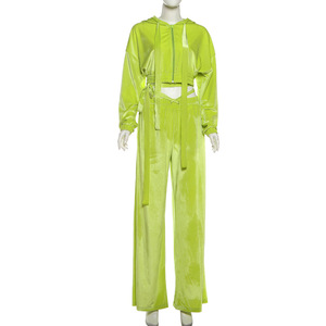 ชุดเสื้อผ้าแฟชั่นสำหรับผู้หญิงชุดออกกำลังกายกางเกงลำลองมีซิปแขนยาวแฟชั่นยอดนิยม - Product Image 5