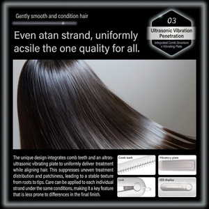 เครื่องหนีบผมเย็นอัลตราโซนิก ทรีทเม้นท์เคราติน ดีไซน์ตามหลักสรีรศาสตร์ นาโนซิลค์ ระบบสั่นสะเทือน - Product Image 4