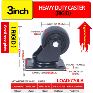 Hochleistungs-Nylon-Universal rad 3-Zoll-Ausrüstung Tragende Rollen Geeignet für eine breite Palette von Produkten 75 mm schwarzes Nylon - Product Image 5