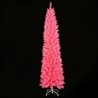 Sapin de Noël artificiel rose pré-éclairé de 2,1 m avec LED, décorations intérieures de haute qualité, support métallique écologique, 100 lumières LED, lumière chaude