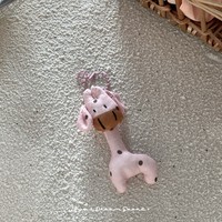 Porte-clés en lin cousu main INS, mignon, girafe, oie, lion, peluche, breloque de sac vintage coréen, petite poupée douce, cadeau, ornement