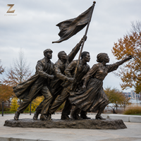 Grande statue commémorative d'extérieur en bronze représentant un événement historique, sculpture de levée de drapeau de la Seconde Guerre mondiale pour la place publique et l'art public