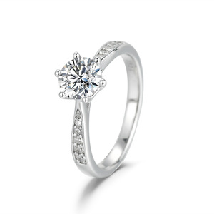 Anillo Unisex de Plata de Ley S925 con Moissanita Redonda de Seis Garras de 2 <span class=keywords><strong>Quilates</strong></span>, Suministro Directo de Fábrica Transfronterizo - Product Image 5