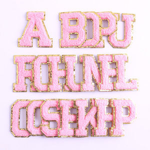 En stock broderie 3D chenille paillettes lettre appliquée technique fer sur patch designer pour vêtements - Product Image 4