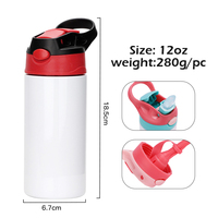 Vaso Térmico de Acero Inoxidable 304 para Sublimación en Blanco para Niños de 12 oz, Botella de Agua con Tapa Abatible
