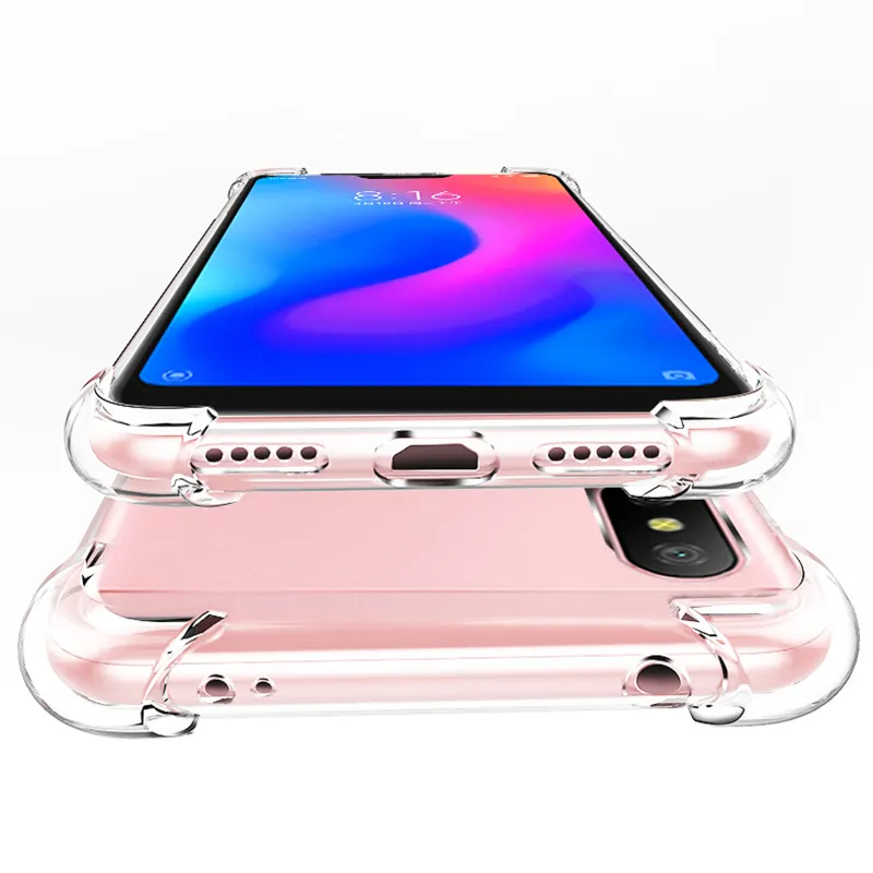Luxury Airbag bumpers Anti-shock soft TPU case Transparent clear Phone Case for Redmi note 7 8 back cover