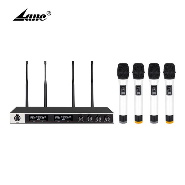 Lane Lr-634 High Quality Best 4 Channel Uhf Conference Handheld Headset 4 in One Wireless Microphone System