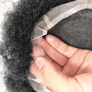 Tóc con người Topper Tóc Giả afro <span class=keywords><strong>Jerry</strong></span> Curl toupees xoăn cho nam giới 1 mảnh lụa cơ sở tóc giả màu đen tóc Trung Quốc Màu sắc tự nhiên - Product Image 2