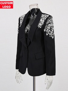 Maßgeschneiderter Damen-<span class=keywords><strong>Blazer</strong></span>-Anzug Einfarbiger Strass-Mantel mit Hose für Business, Bankette und Abendveranstaltungen - Product Image 3