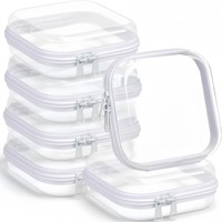 Mini étui rigide transparent avec fermeture éclair, organiseur de cosmétiques portable, boîte de rangement pour les essentiels de voyage