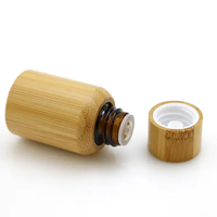 Flacon compte-gouttes en verre ambré enveloppé de bambou rechargeable pour huile essentielle, sérum, emballage cosmétique