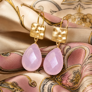 Orecchini pendenti vintage con pietra rosa, stile minimalista elegante, gioielli alla moda per donna, accessori per feste e uso quotidiano - Product Image 6