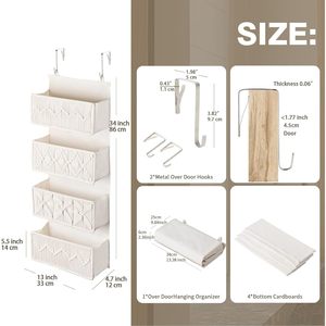 Organisateur suspendu au-dessus de la porte, 4 poches, style macramé bohème, pour salle de bain, chambre, placard - Product Image 4