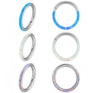 316L Stainless Steel <b>Opal</b> Nose <b>Ring</b> Round Channel Setting For Ear Cartilage Lip Piercing Jewelry Gift - Product Image 1