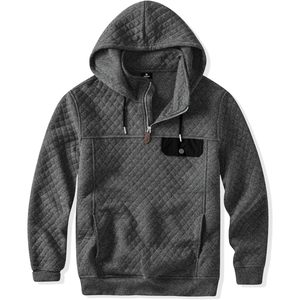 FOXA <b>Men's</b> Quilted Hoodie Quarter-Zip <b>Pullover</b> Sweatshirt With Pockets Fleece Long Sleeve Casual Wear - Product Image 4