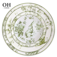 Nouveau Design Ensemble de Dîner Lapin de Pâques Style Chinois Ensemble de 4 Assiettes pour Événement & Restauration & Location