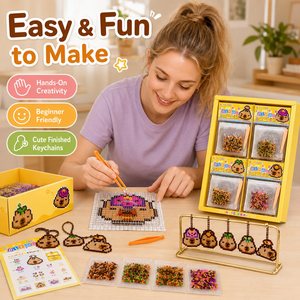 Kit de manualidades con cuentas de animales en píxeles, con tablero de clavijas, pinzas y colgantes, juguete para niños de 8 a 13 años, tema de animales y naturaleza. - Product Image 3