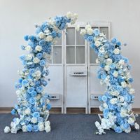 Arche de fleurs artificielles en soie pour mariage, arrangement floral en forme de corne de rose et d'hortensia, décoration de fête en plein air pour mariage