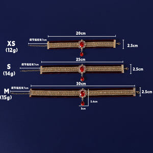 Collana per Gatti Abyssiniani in Velluto Nobile con Rubino e Zaffiro, Catena in Bambù, Accessorio Fotografico di Lusso Leggero - Product Image 3