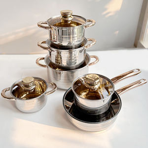 厚手ドイツ製12ピースステンレス鋼誘導調理器具セットキッチン用品ノンスティックフライパンスープストックポット - Product Image 3