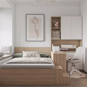 Juego de Muebles de Dormitorio Modernos, Multifuncionales y Económicos para Apartamentos de Hotel, Duraderos, de Madera Resistente al Agua, con Cama Tatami Integrada y Escritorio - Product Image 5