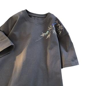 Camiseta de Manga Corta para Hombre, Estilo Chino, Tendencia Verano 2024, Nueva, 100% Algodón, Estilo Nacional, Holgada, con Cuentas - Product Image 5