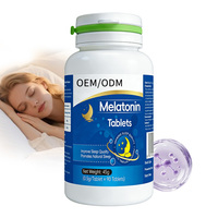 Comprimés de mélatonine personnalisés OEM, complément pour le sommeil, aide au sommeil pour adultes, relaxation, soulagement du décalage horaire, 90 unités, faible teneur en sucre