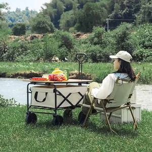 उच्च गुणवत्ता वाले आउटडोर ट्रेलर फोल्डिंग आयरन ऑक्साइड कपड़े मछली समुद्र तट हाथ ट्रॉली - Product Image 3