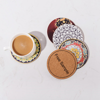 Sous-verres en MDF écologiques avec support en liège, antidérapants, durables, surface résistante à la chaleur pour tasses à café et à thé, usage domestique, cuisine, bureau
