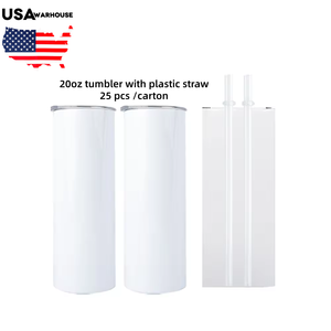 20 oz Skinny xe Tumbler 20 OZ trắng thăng hoa trống thẳng thép không gỉ Tumbler với rơm cho món quà - Product Image 1