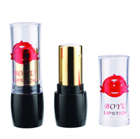 Tube de rouge à lèvres noir avec capuchon transparent