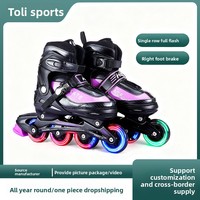 Nouveaux patins à roulettes flash d'extérieur en PU/PP pour enfants et adultes, ensemble complet, roues à rangée unique, roulements ABEC-7, ajustables pour hommes et femmes