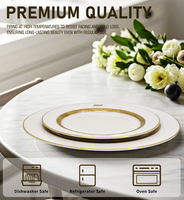 Assiettes en porcelaine de luxe européenne, best-seller, 10,5 pouces, céramique, bord doré classique, vaisselle en porcelaine osseuse pour mariage, banquet, fête
