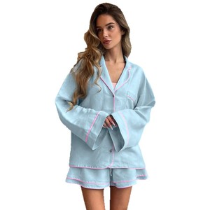 طقم نوم قطني ناعم للارتداء في الداخل والخارج، كيمونو مفتوح وملابس منزلية مريحة بالجملة - Product Image 5