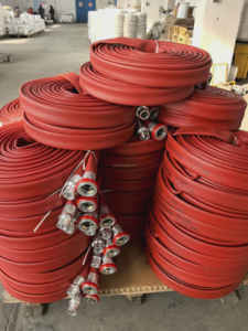 Tuyau d'incendie en caoutchouc NBR rouge Duraline, tuyau d'incendie haute pression durable avec raccords Machino en aluminium/laiton, 20 bar, 21/2"x30m - Product Image 3