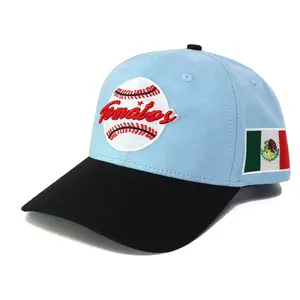 Casquette de baseball à 6 panneaux brodés pour hommes en daim personnalisé, casquette de sport réglable, vente en gros