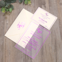 Carte d'invitation de mariage en acrylique transparent de forme personnalisée cartes d'anniversaire cartes de Menu avec estampage à chaud sur le bord de l'enveloppe
